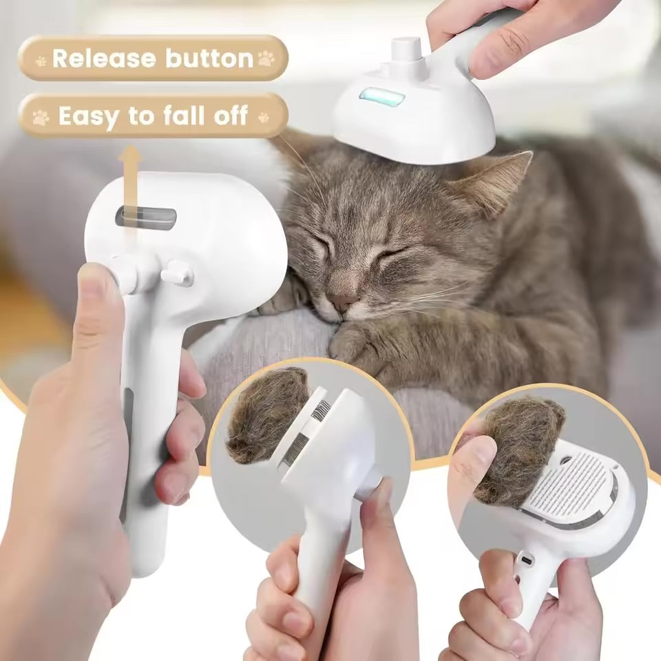 Self-Cleaning Pet Grooming Brush with Spray