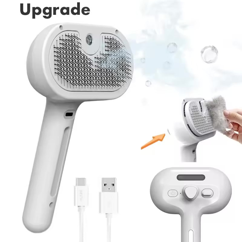 Self-Cleaning Pet Grooming Brush with Spray