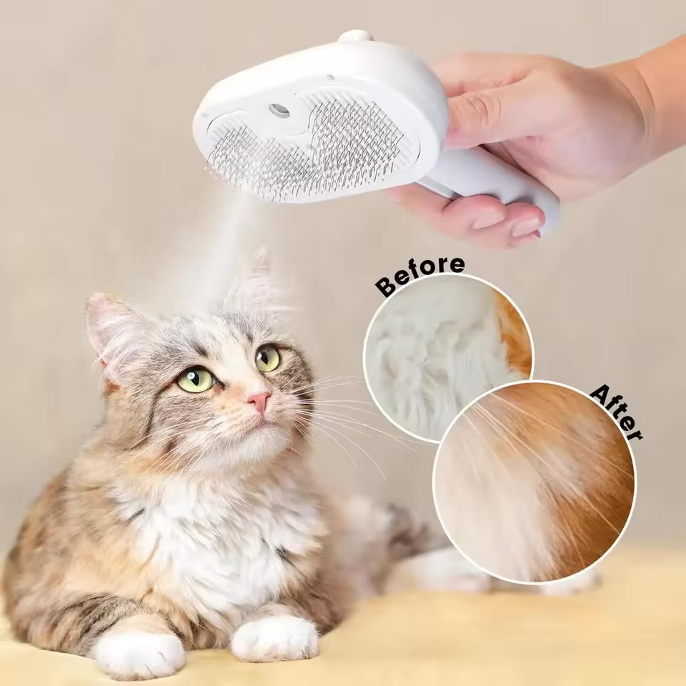 Self-Cleaning Pet Grooming Brush with Spray
