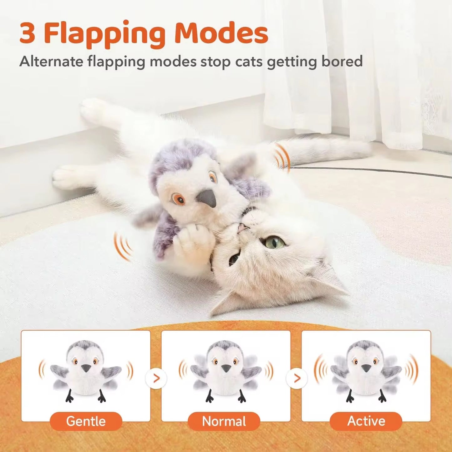 SmartFlap™ Interactive Plush Bird Cat Toy (New)
