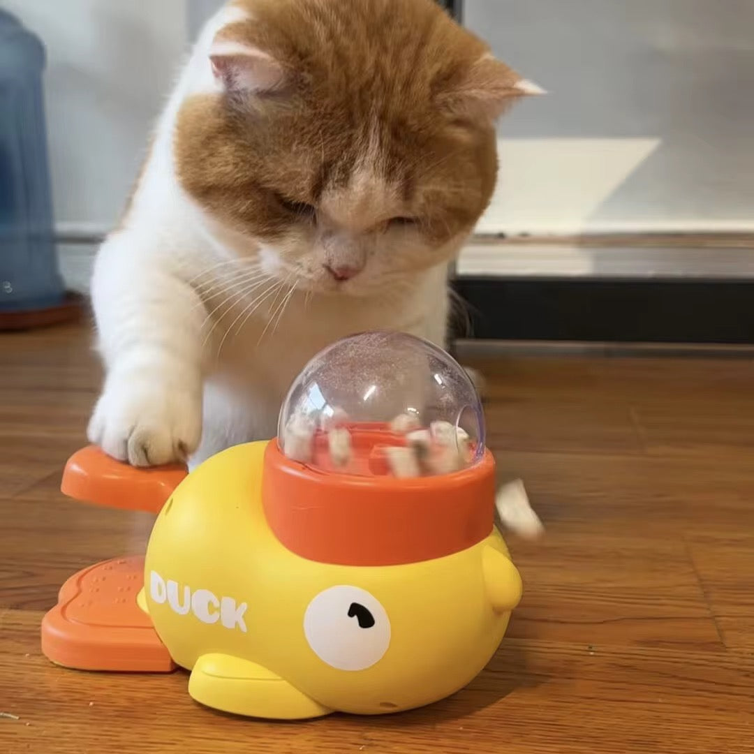 CatPush Smart Treat Dispenser – Duck Edition | Interactive Dental Fun Feeder