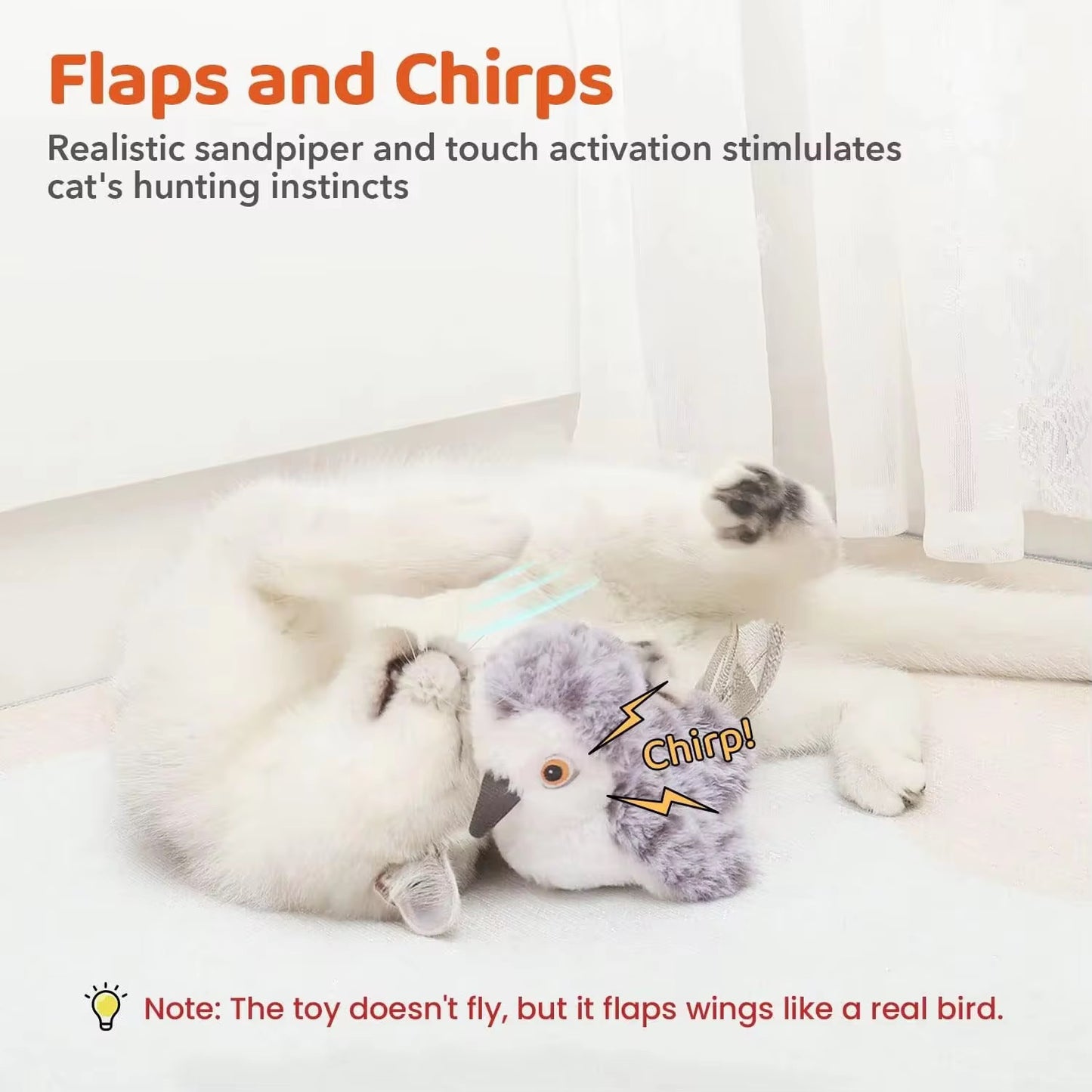 SmartFlap™ Interactive Plush Bird Cat Toy (New)