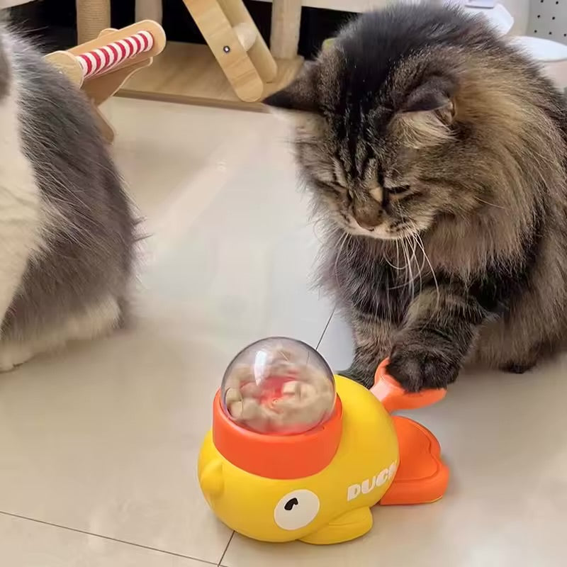 CatPush Smart Treat Dispenser – Duck Edition | Interactive Dental Fun Feeder
